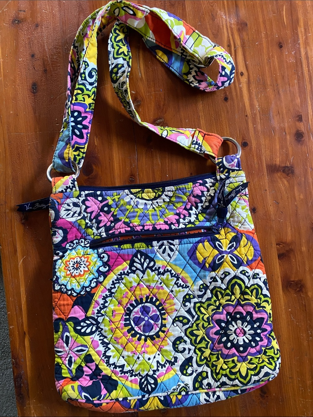 Vera Bradley Quilted Crossbody in Pink Yellow Blue Floral Print